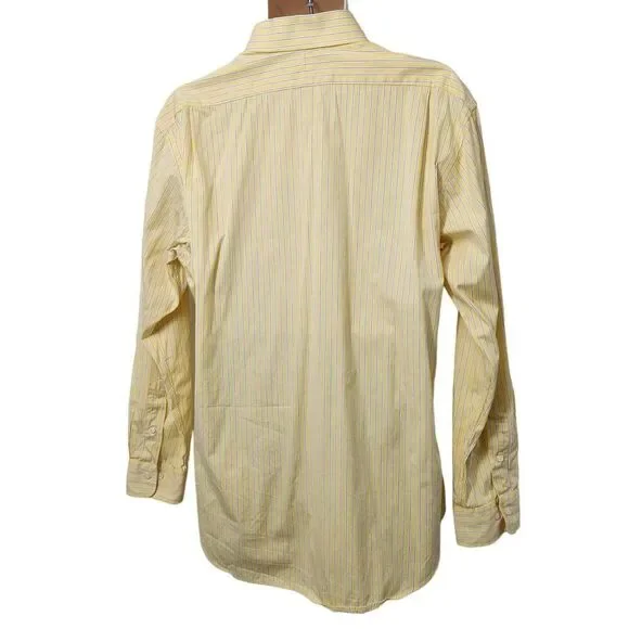 Men's Long Sleeve Polo Ralph Lauren Button Up Dress Shirt Size 16 1/2 Yellow - Picture 3 of 9